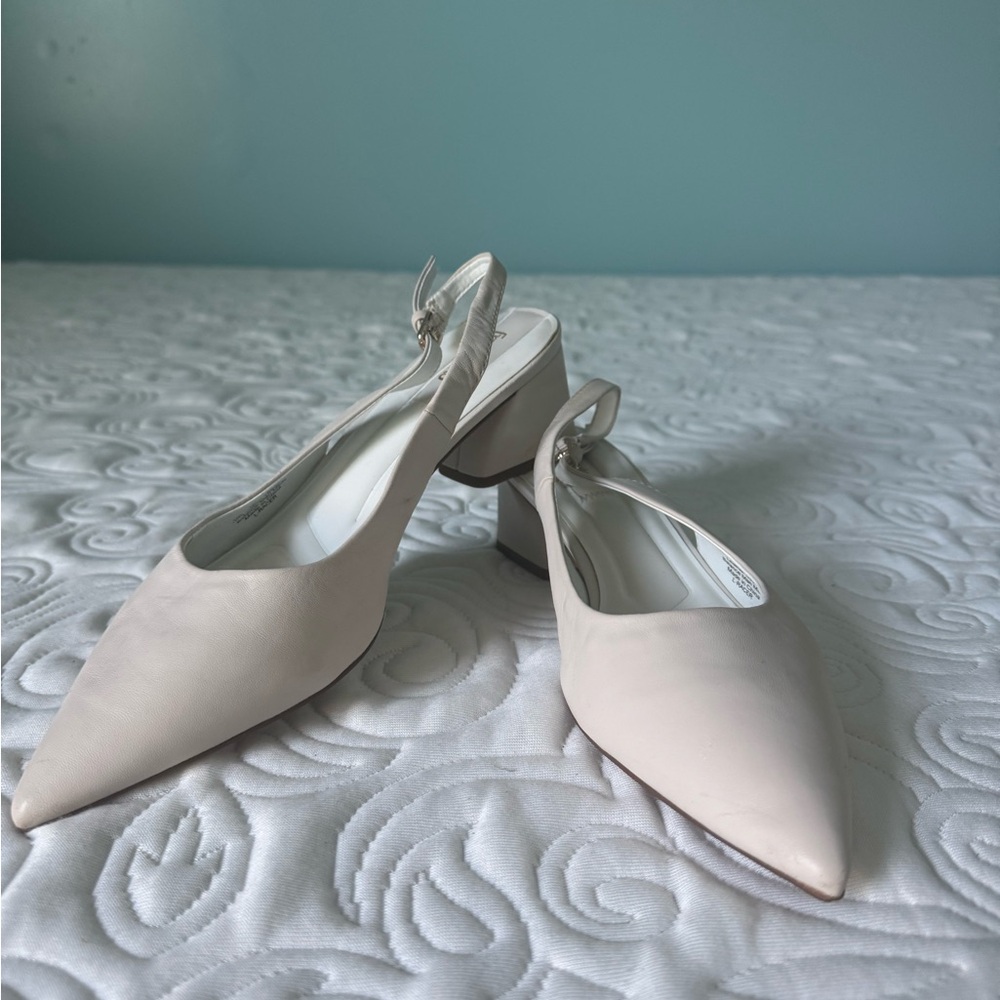 Franco Sarto sling back block heel pump Elegant Cream Slingback Heels